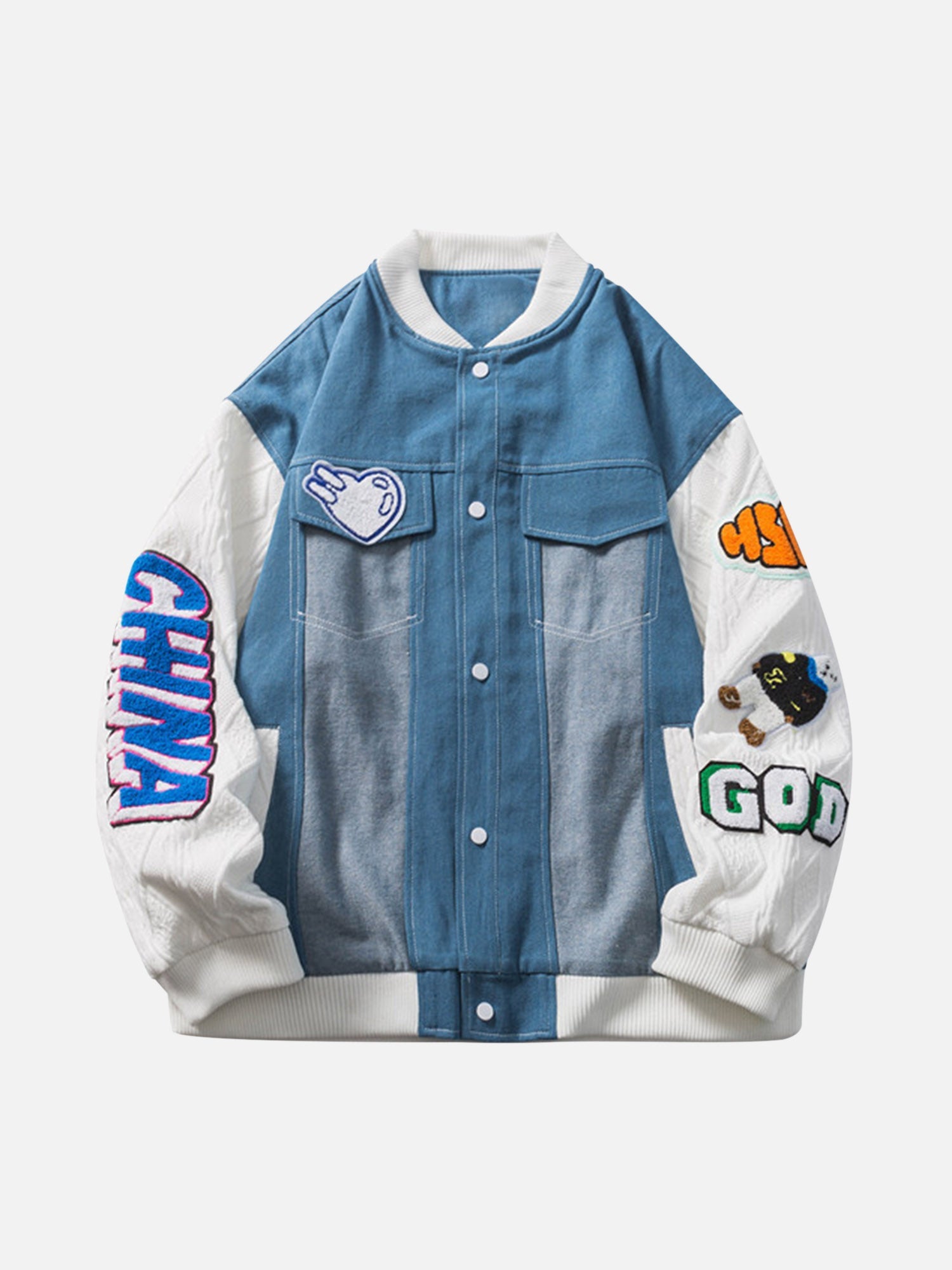 Patchwork discount baseball jacket