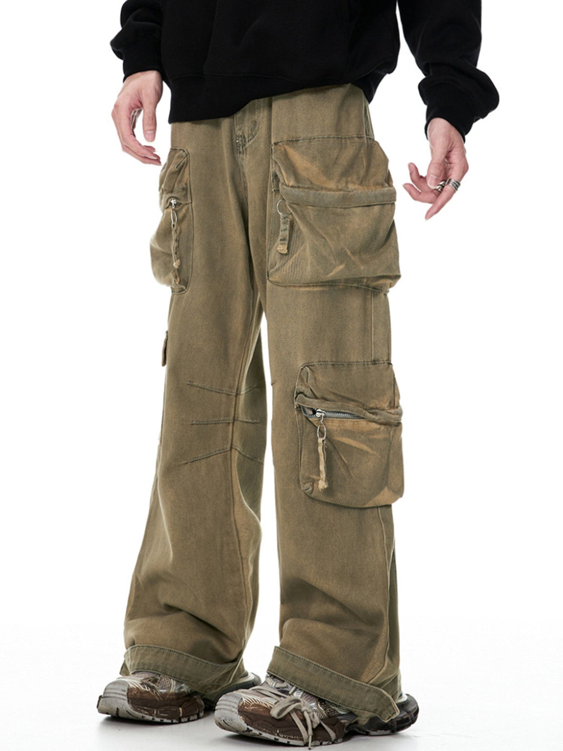 Vintage Men's Cargo Pants Multi-Pocket Jeans