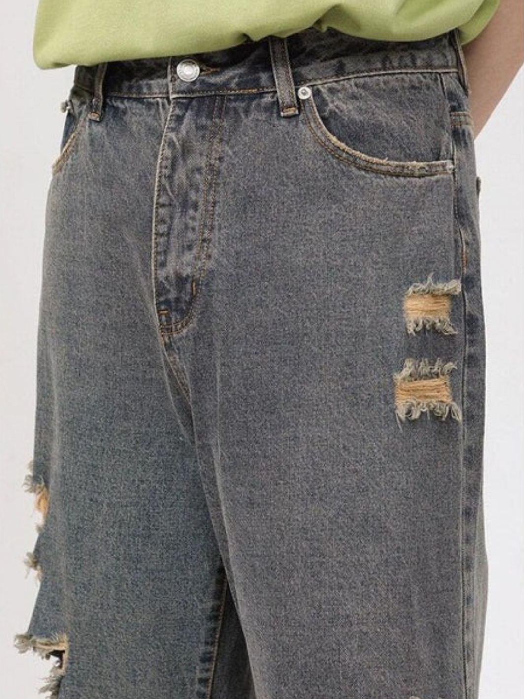 Retro Holes Jeans Denim Pants
