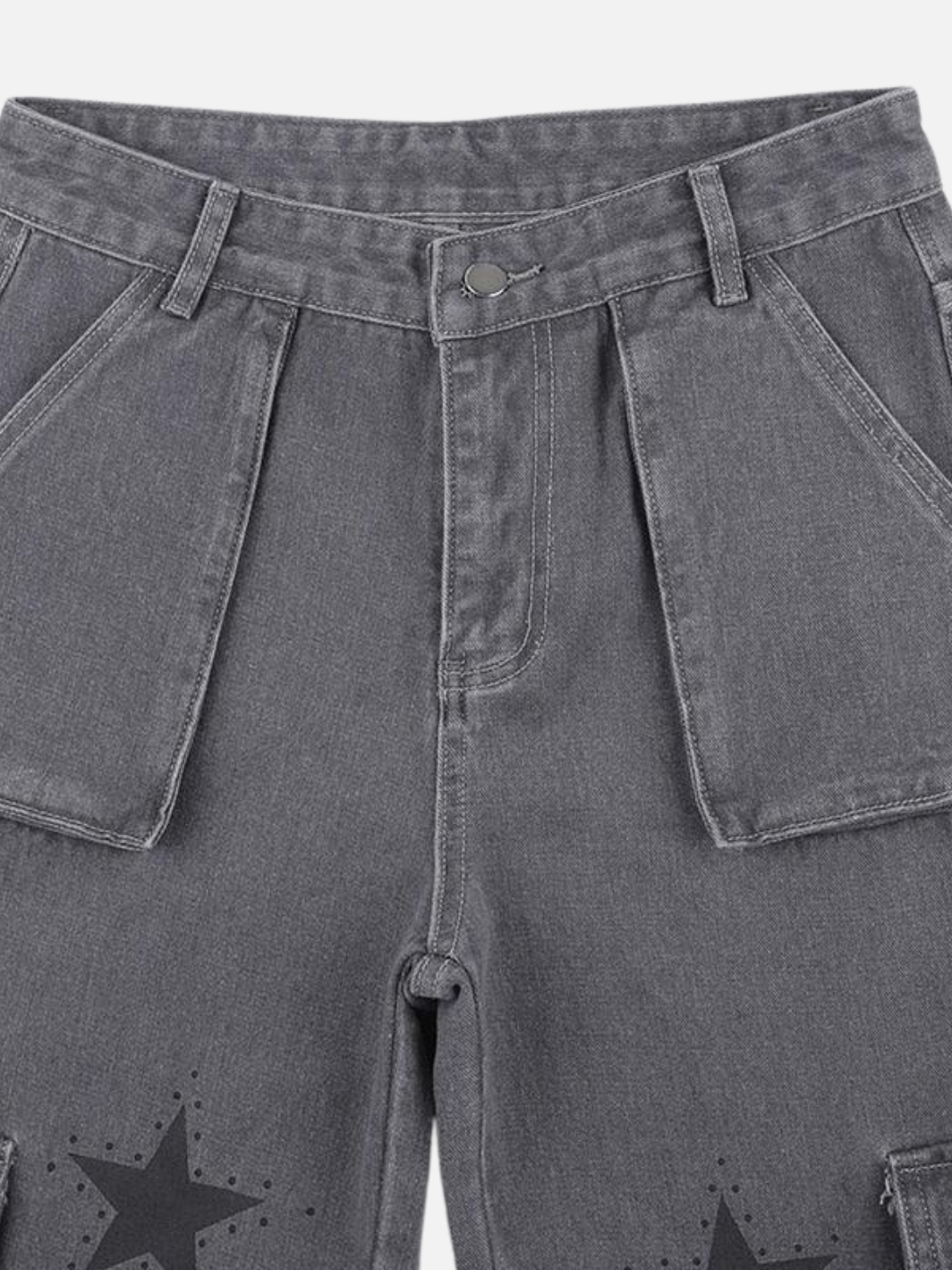 Y2K Gray Star Grunge Baggy Denim Pants