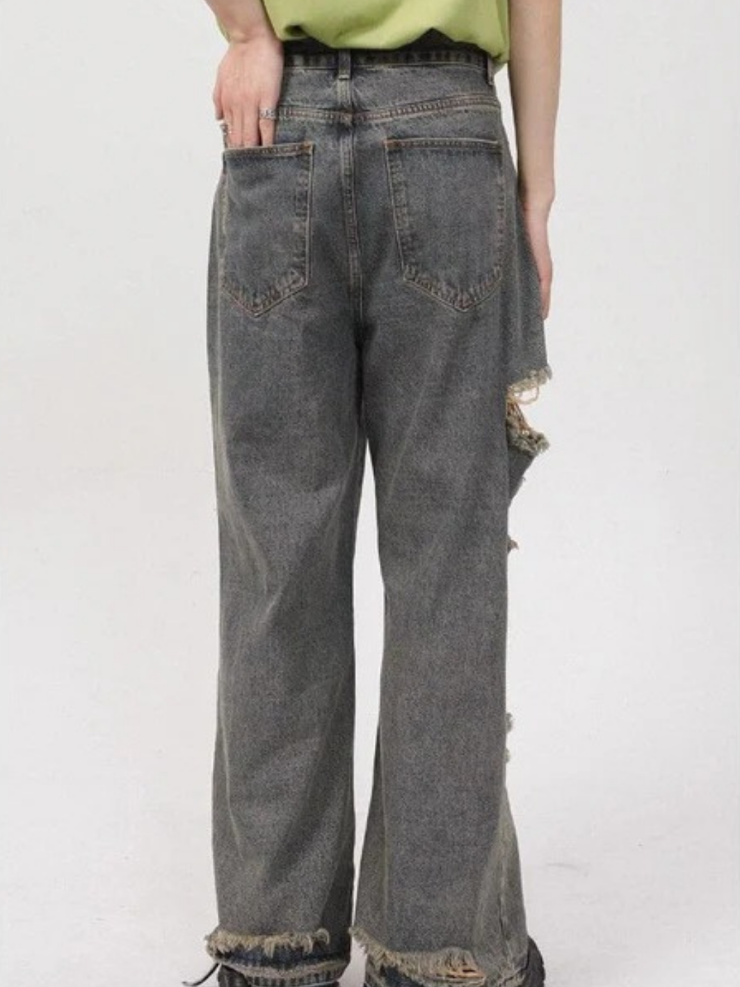 Retro Holes Jeans Denim Pants
