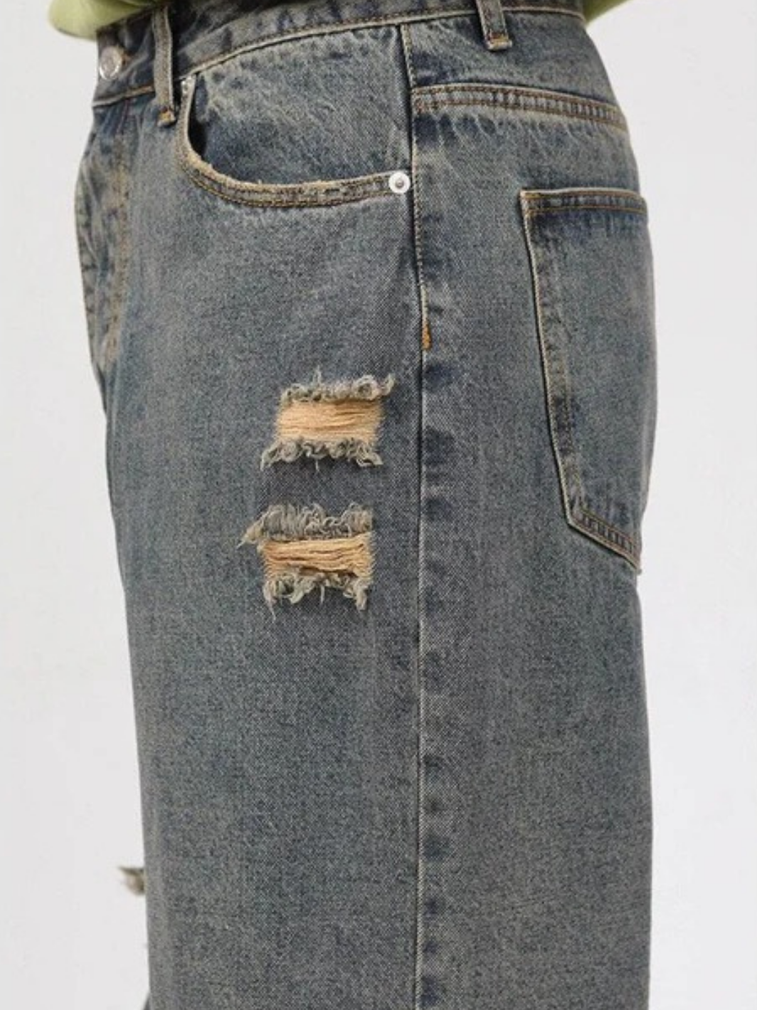 Retro Holes Jeans Denim Pants