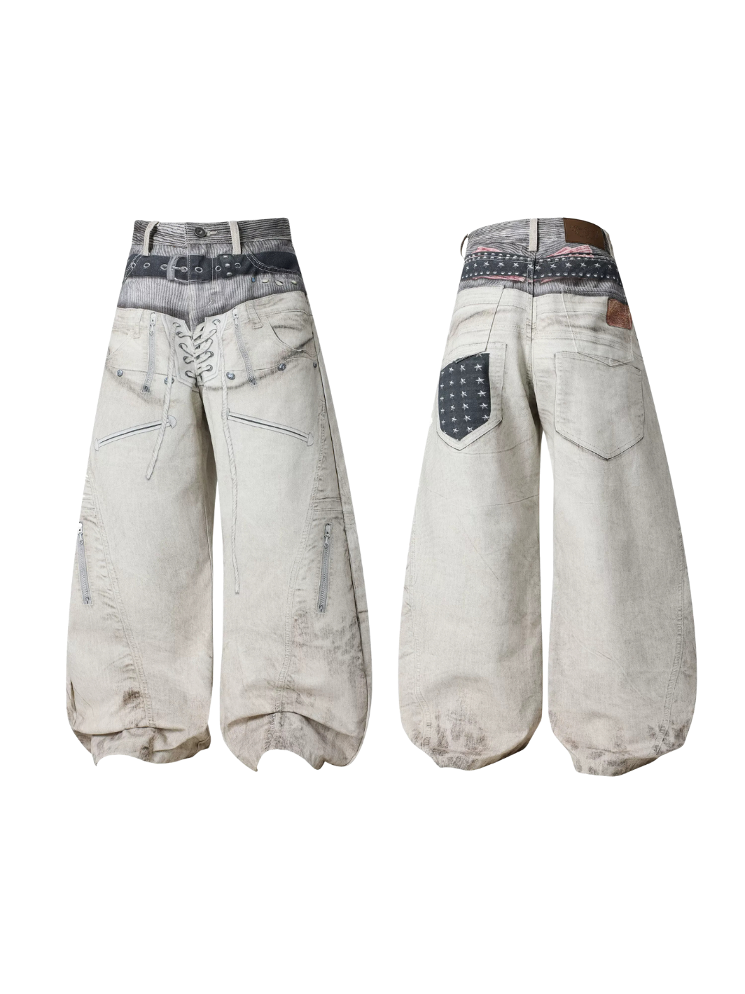 Frontier Lace-Up Balloon Jeans