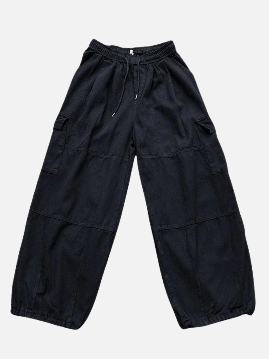 Solid Baggy Wide-Leg Cargo Pants
