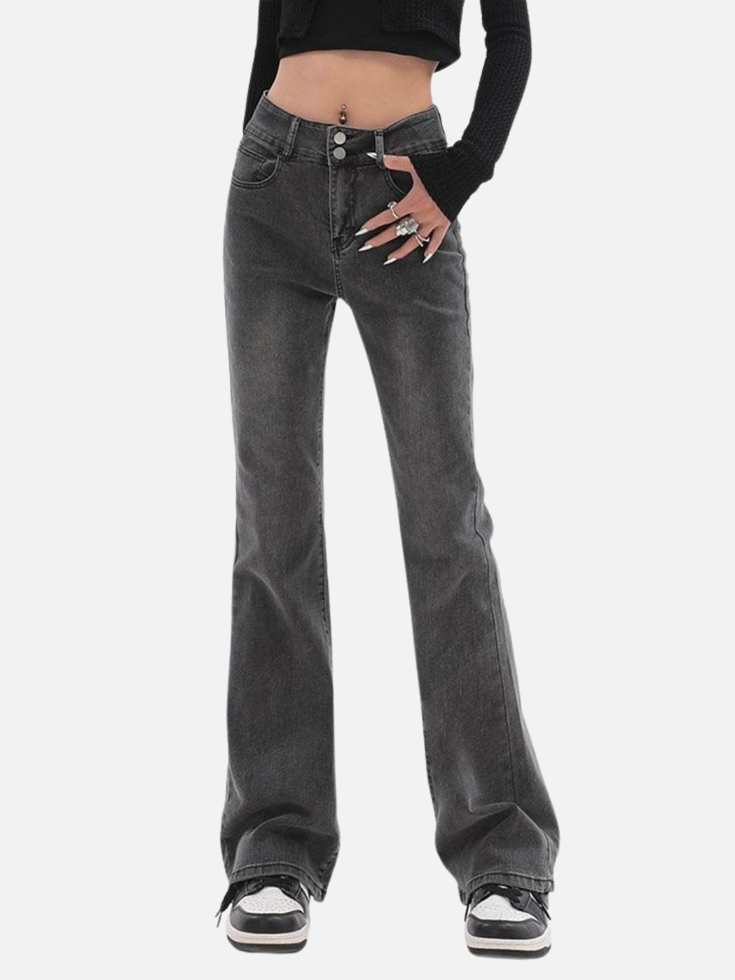 High Waist Flare Retro Denim Pants