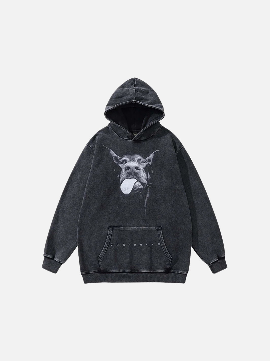Dark Series Doberman Print Hip-hop Old Hoodie