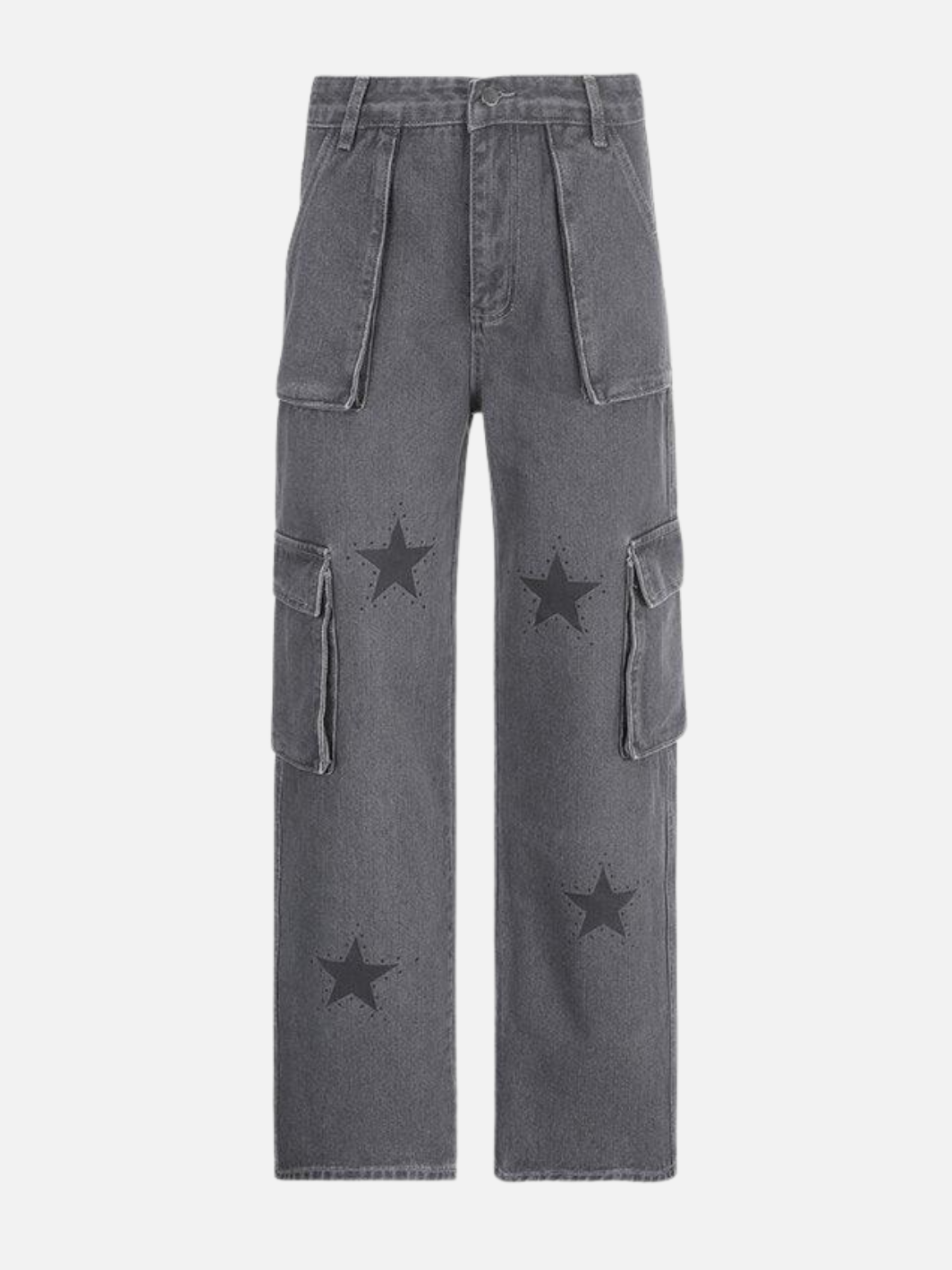 Y2K Gray Star Grunge Baggy Denim Pants