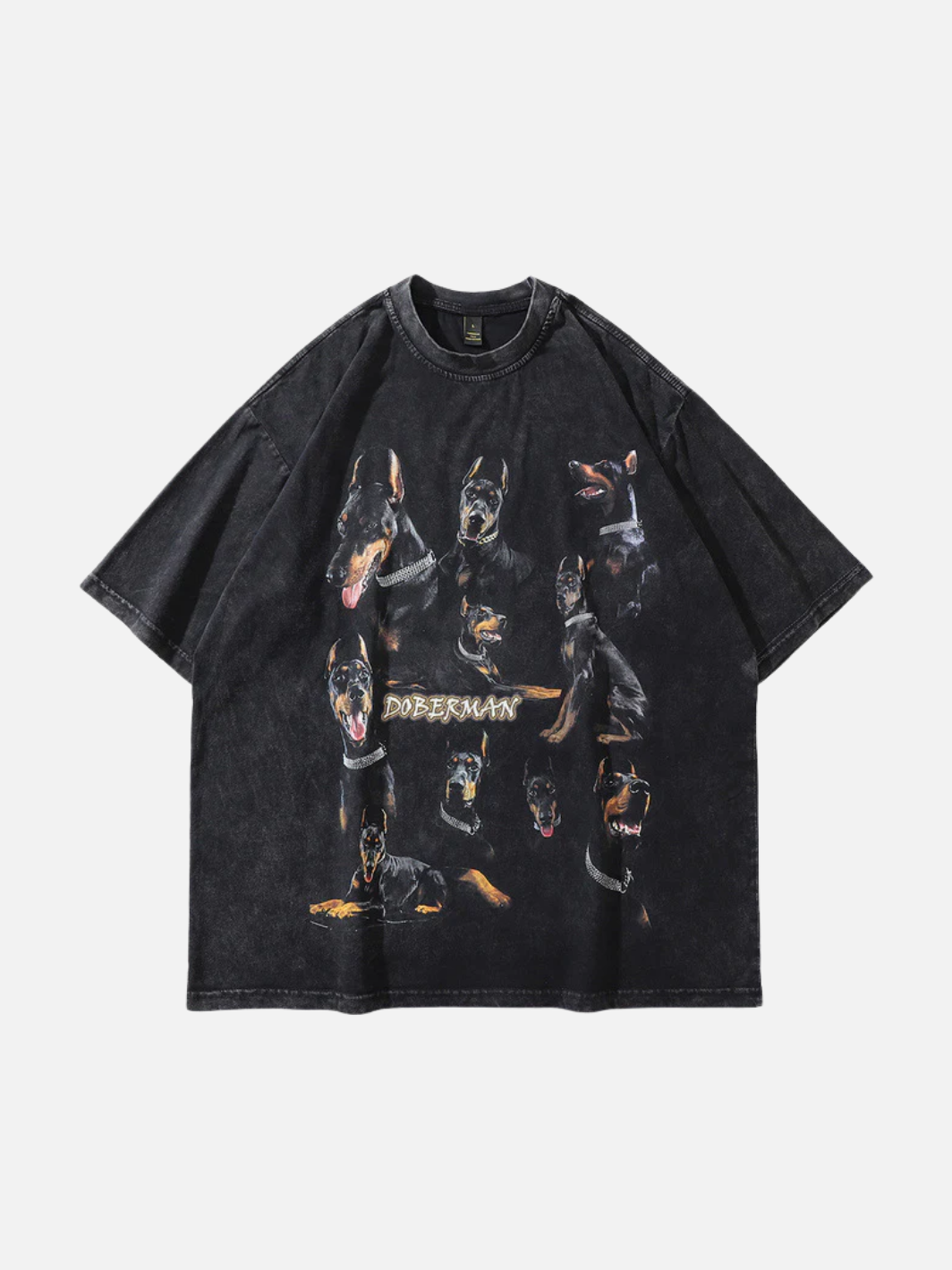 Doberman Washed T shirt Oversize Cotton