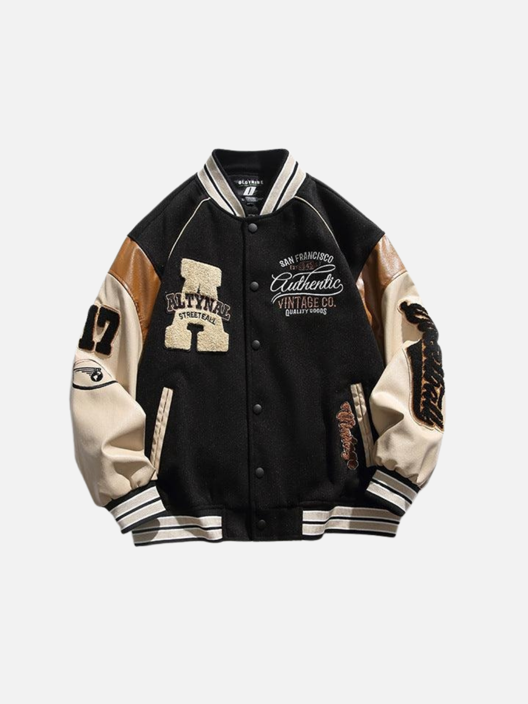 Vintage Embroidered Letter Baseball Jacket
