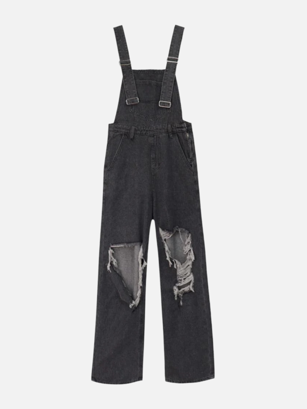 Y2K Wide-leg Black Ripped Denim Jumpsuit