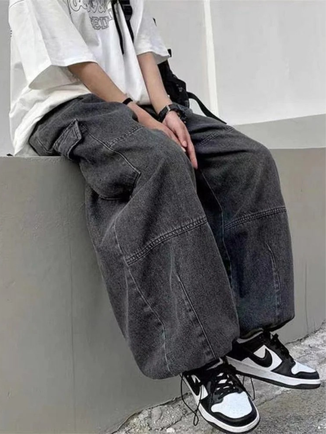 Baggy Elastic Waist Pants