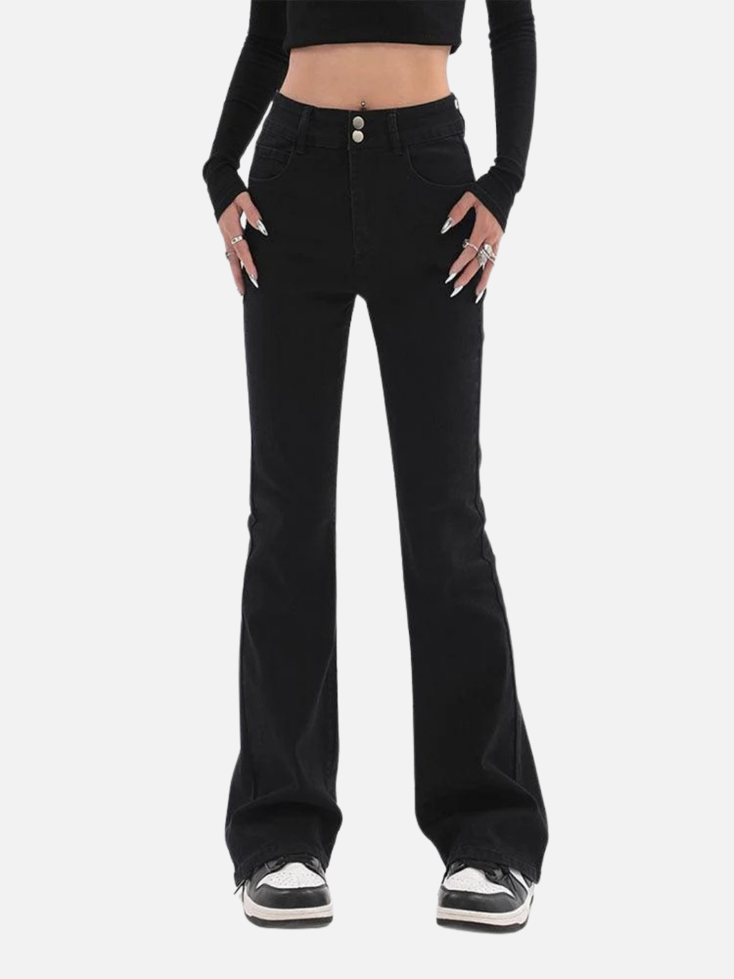 High Waist Flare Retro Denim Pants