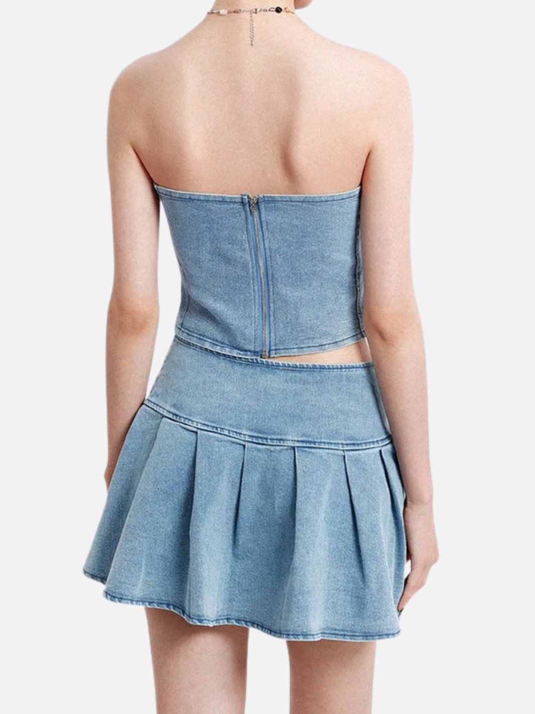 DENIM DELIGHT SKIRT BUSTIER SET