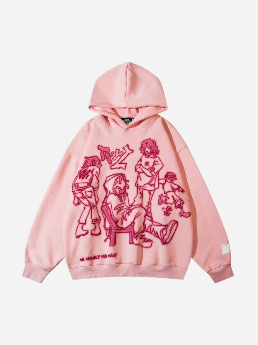 Pink Hooded Sweatshirt Harajuku