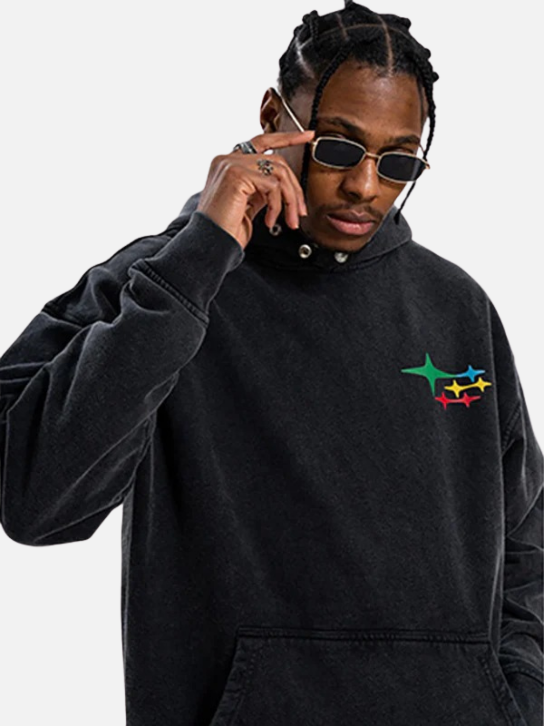 Vintage Washed Print Hoodie