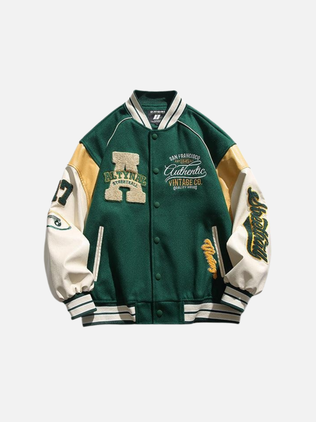 Vintage Embroidered Letter Baseball Jacket