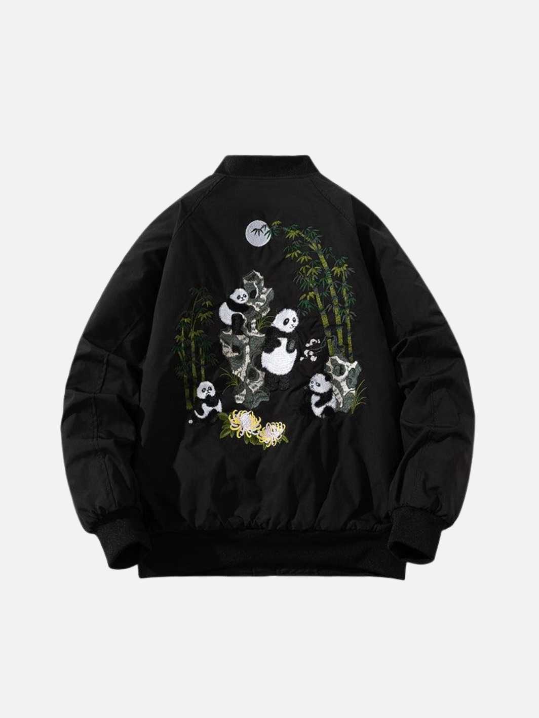 Panda Embroidery Padded Bomber Jacket