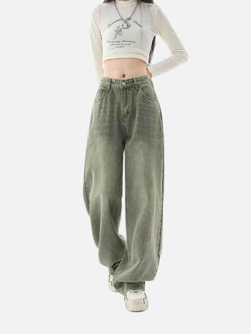 Y2K Green Baggy High Waist Pants
