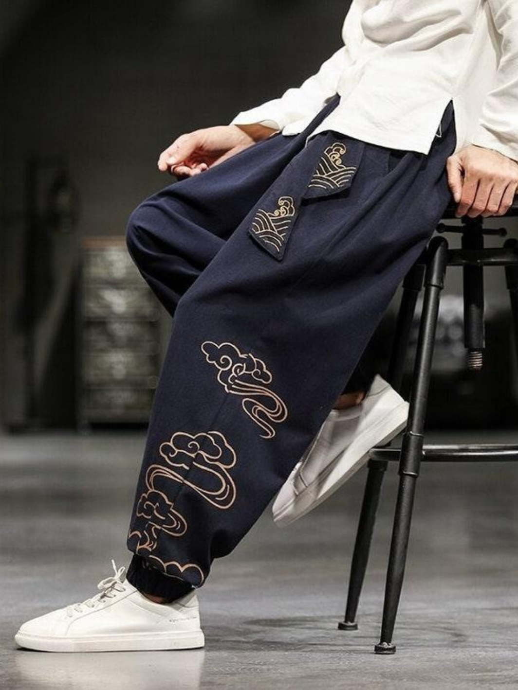 Embroidered Baggy Harem Pants