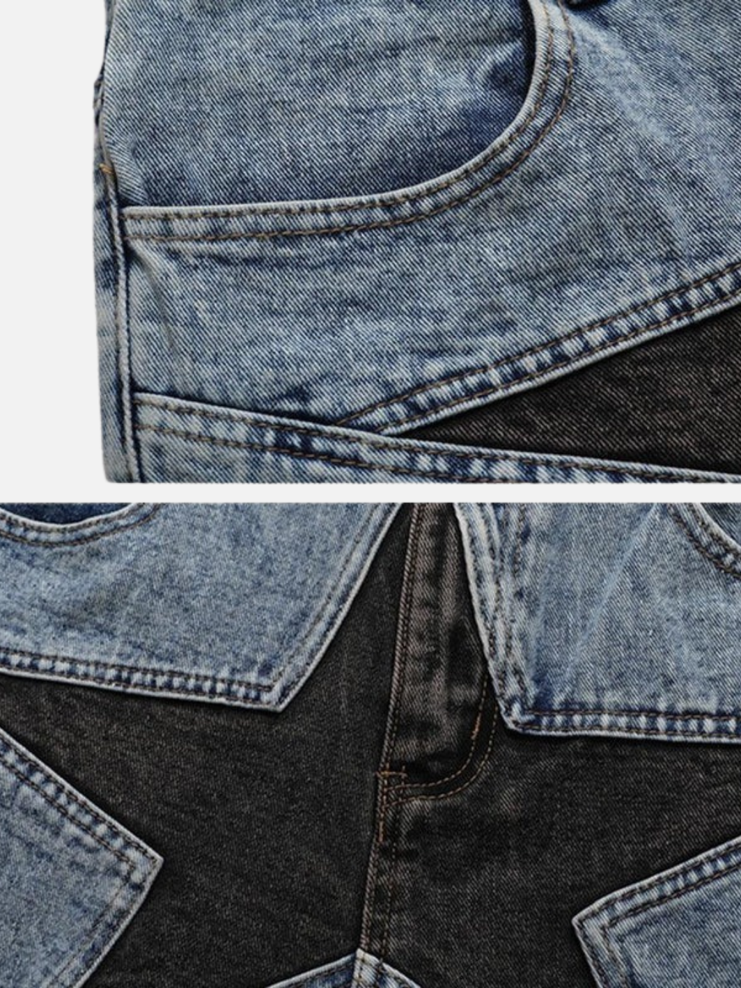 Denim Star Patchwork Shorts