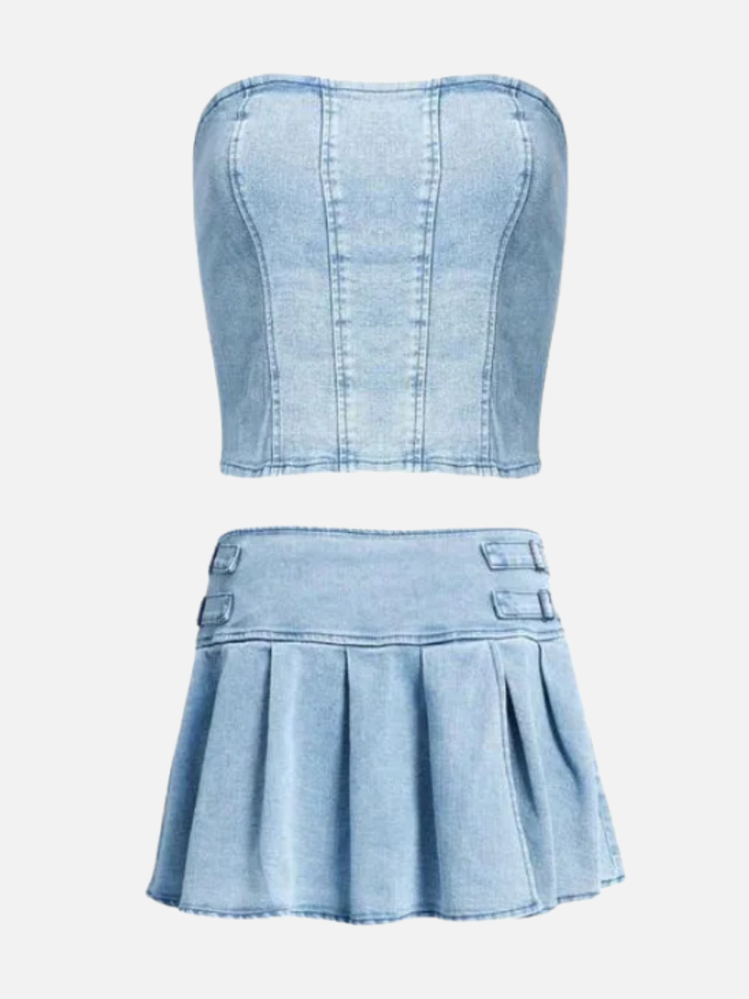 DENIM DELIGHT SKIRT BUSTIER SET