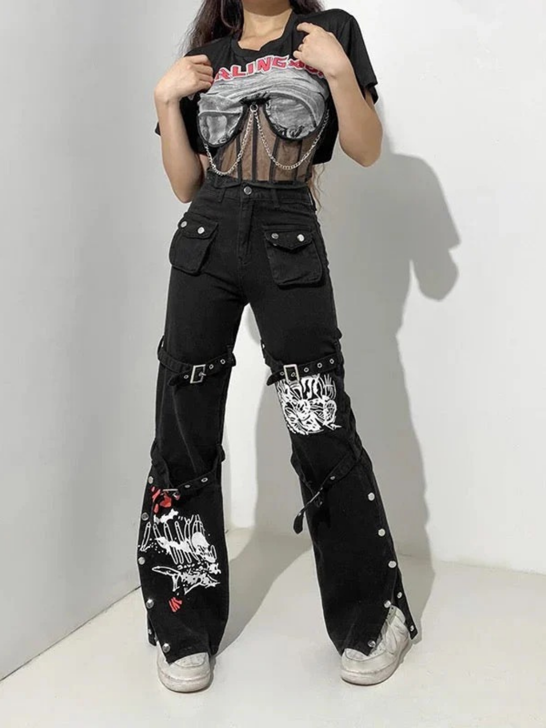 Gothic Leg Buckle Pants