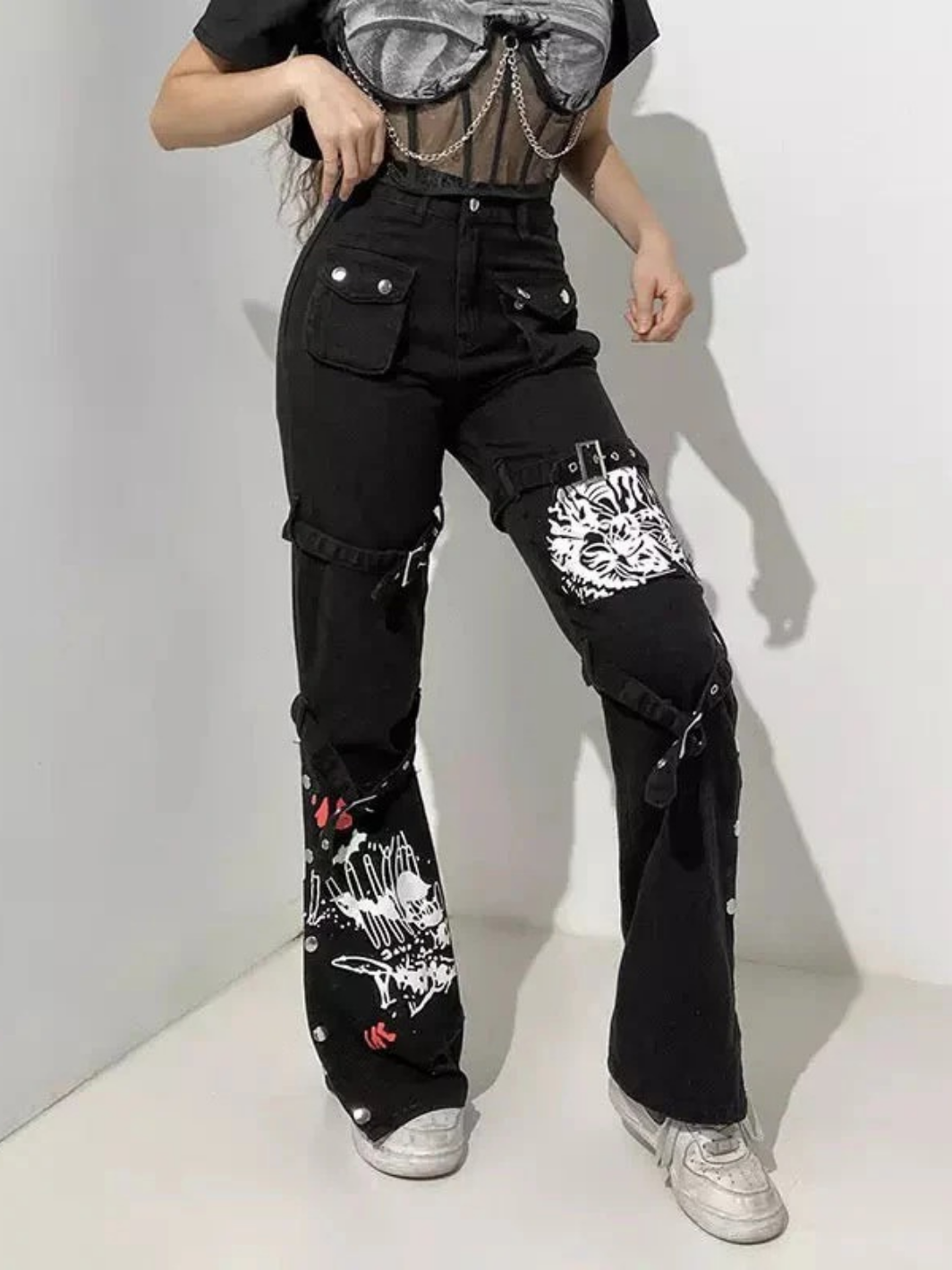 Gothic Leg Buckle Pants