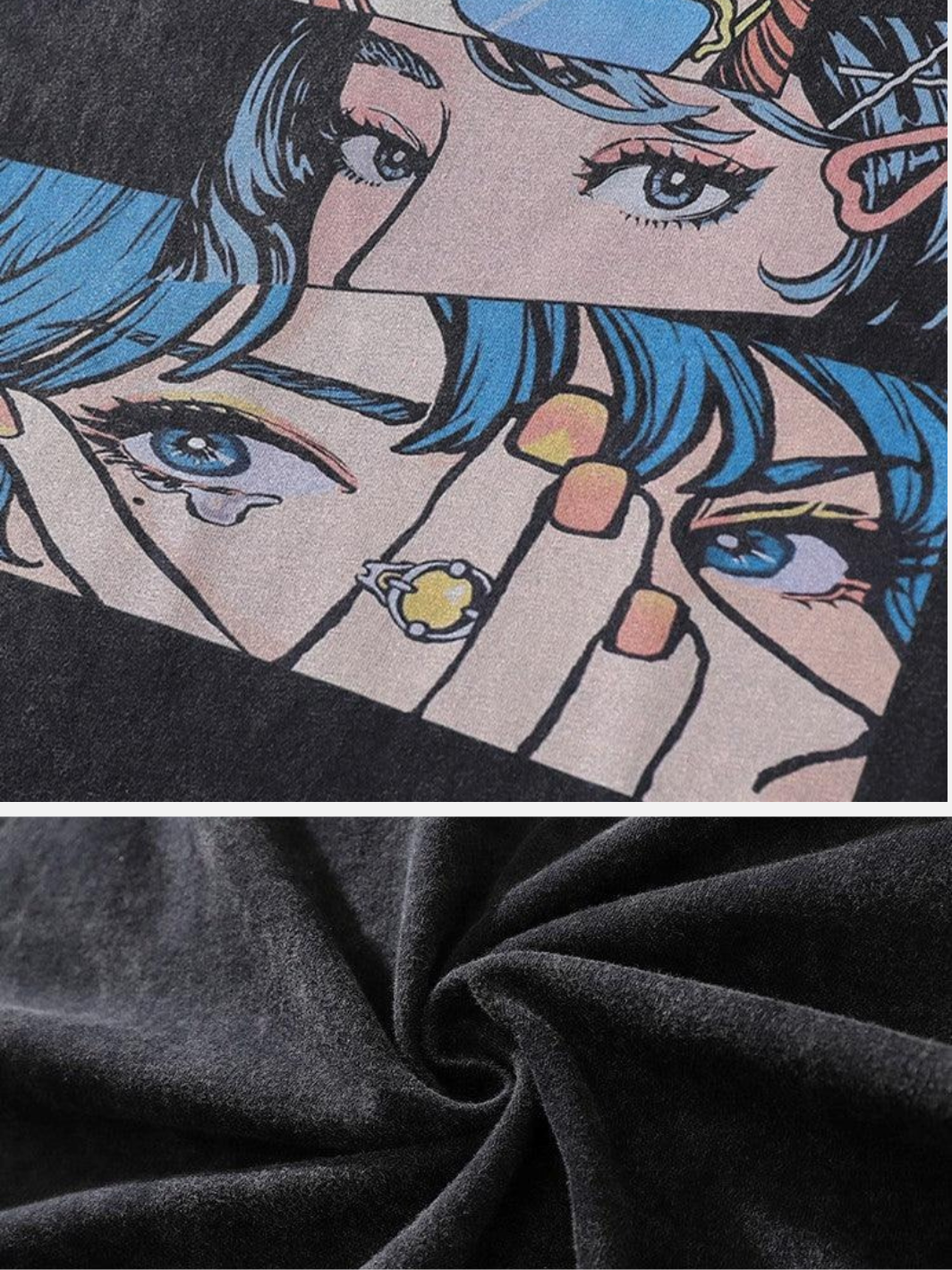 Washed Anime T-shirt Retro
