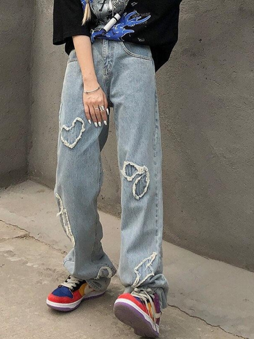 Love Embroidery Jeans