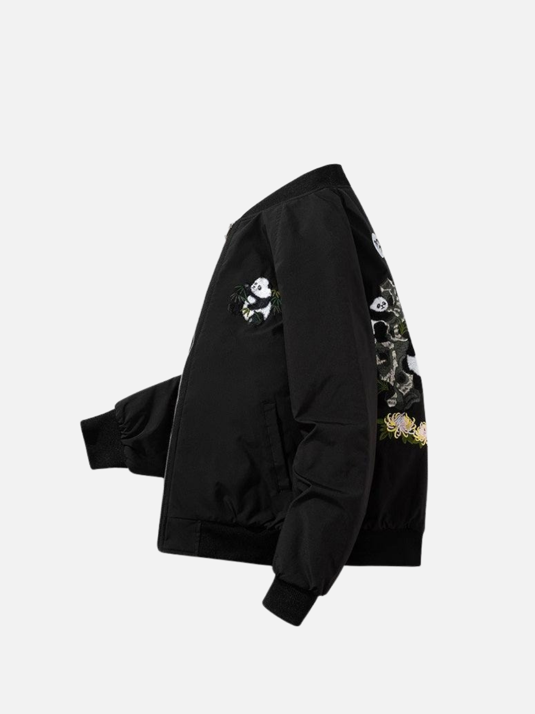 Panda Embroidery Padded Bomber Jacket