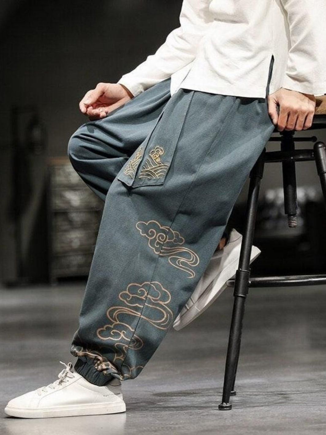 Embroidered Baggy Harem Pants