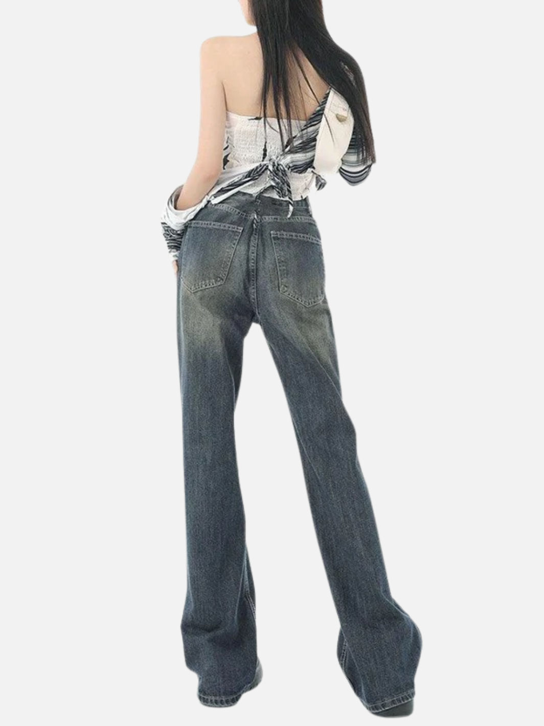 Flare High Waist Vintage Denim Pants