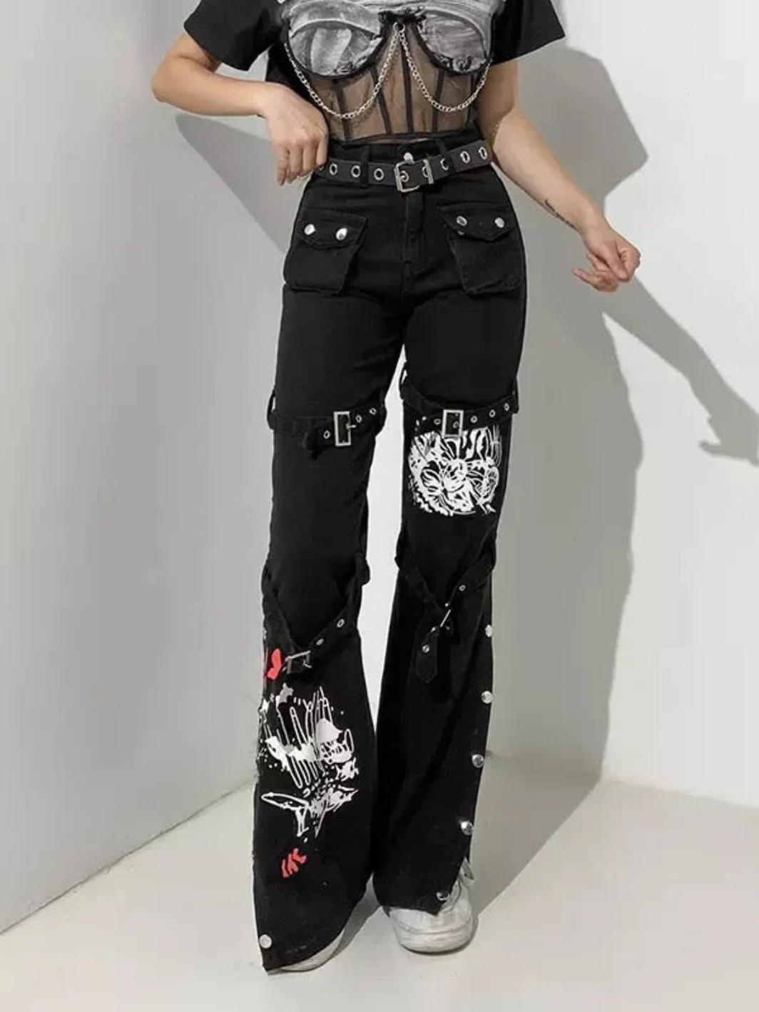Gothic Leg Buckle Pants