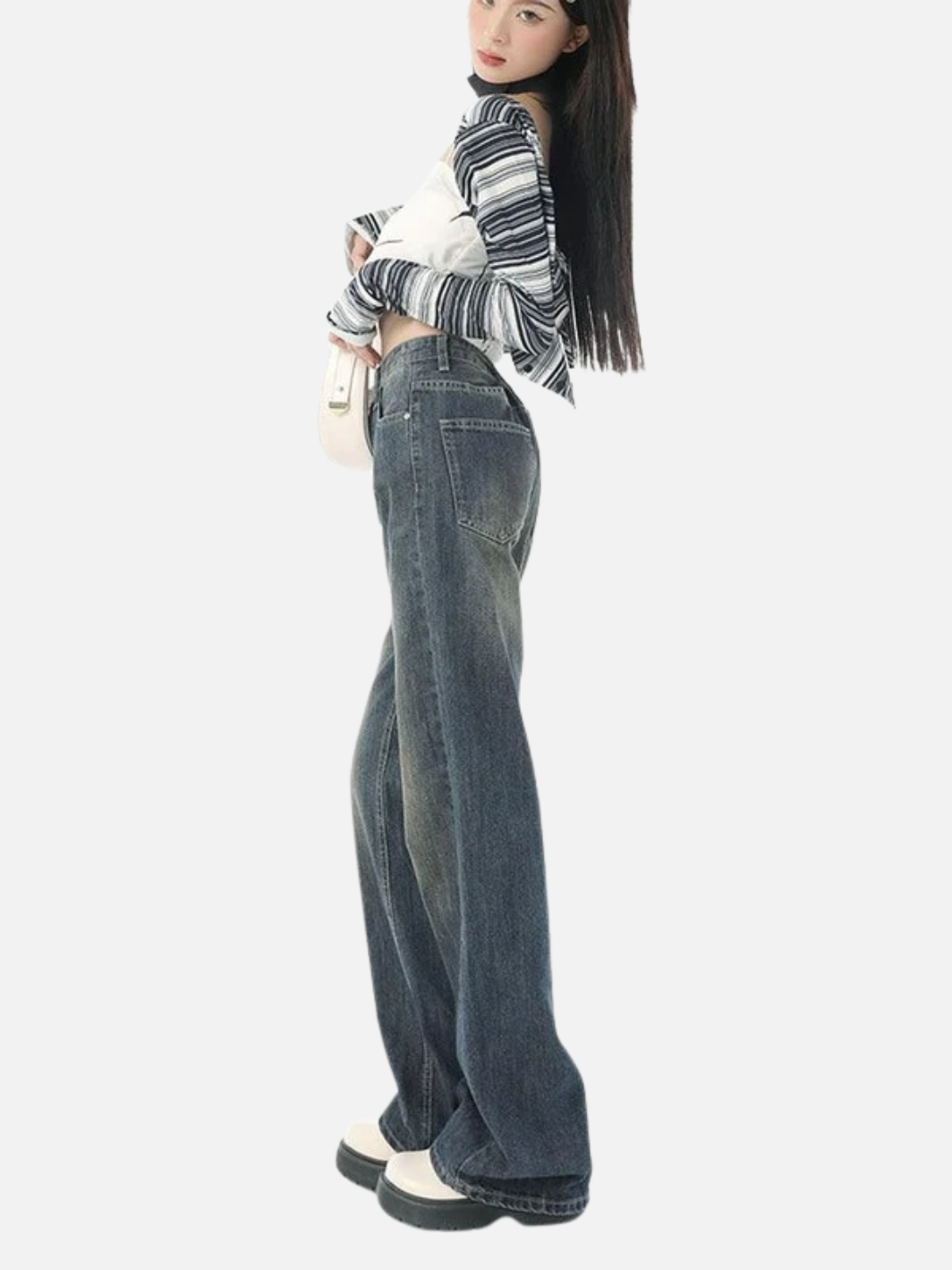 Flare High Waist Vintage Denim Pants