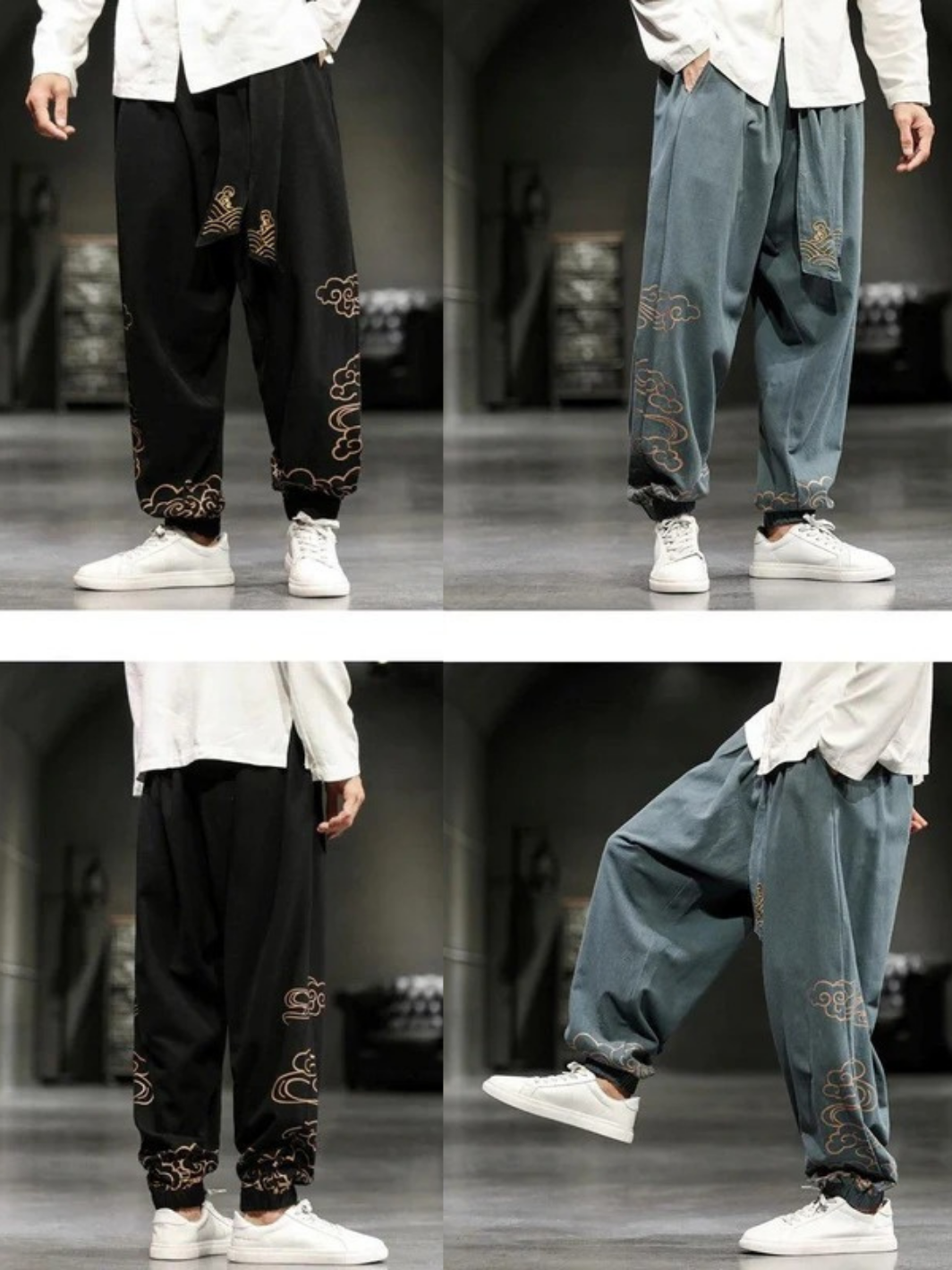 Embroidered Baggy Harem Pants