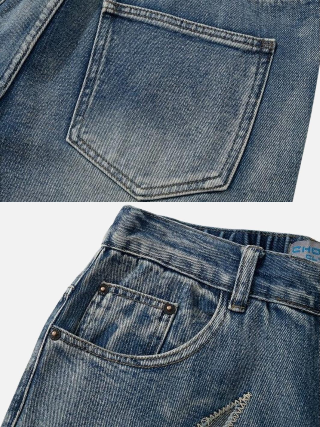 Flame Embroidery Denim Jeans