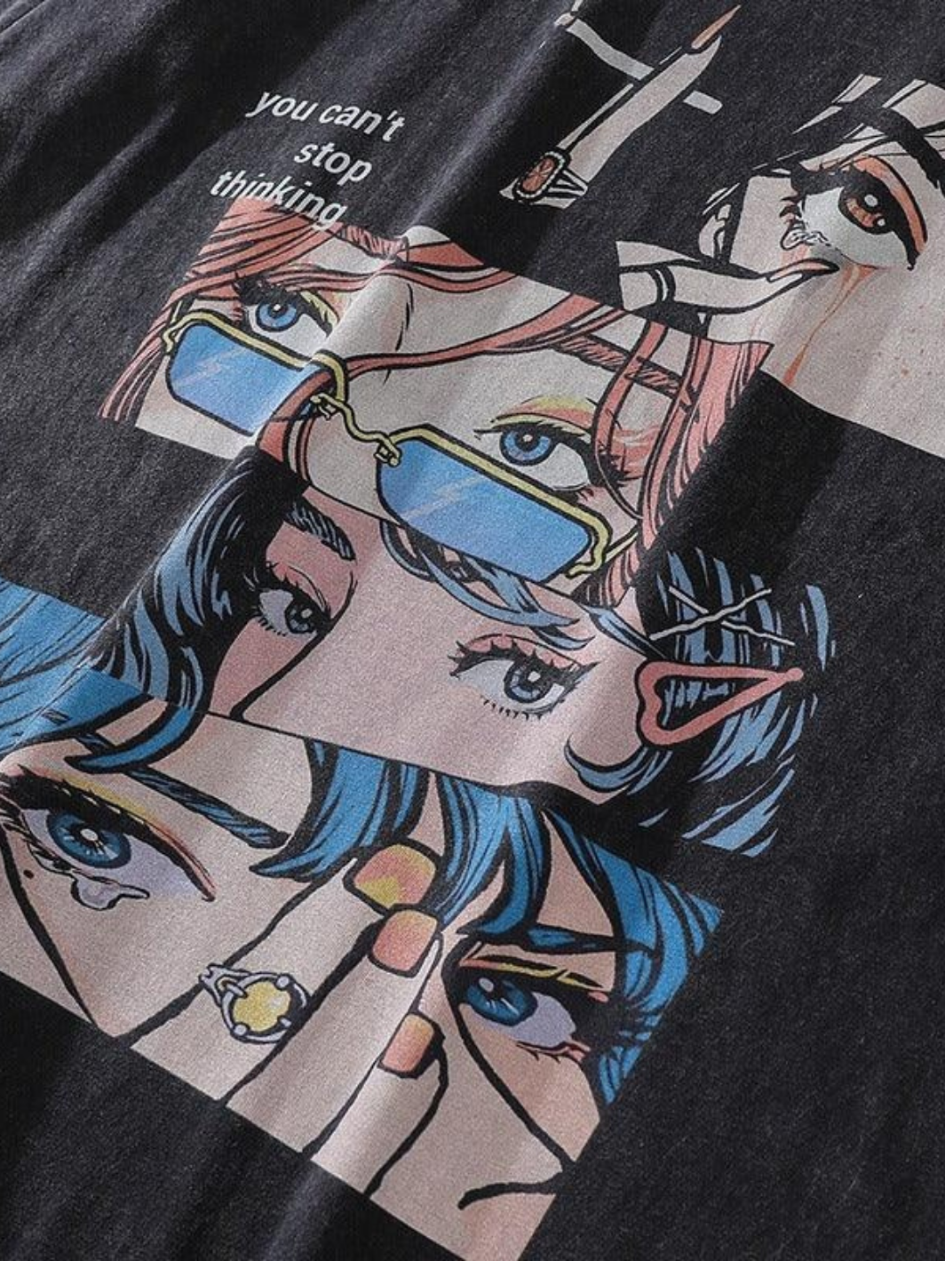 Washed Anime T-shirt Retro
