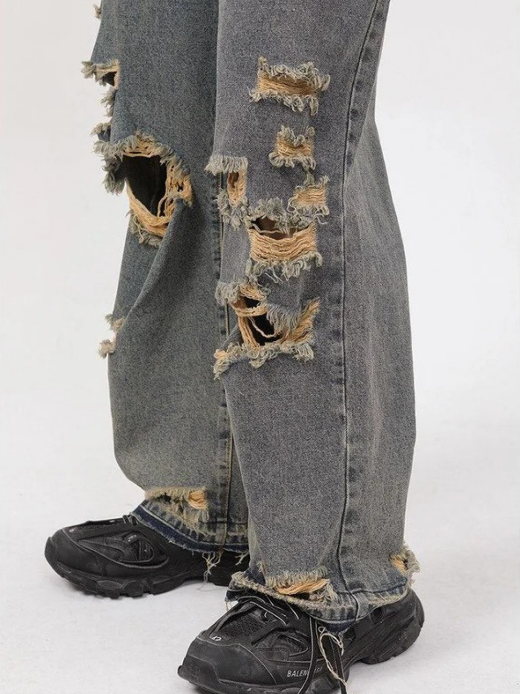 Retro Holes Jeans Denim Pants