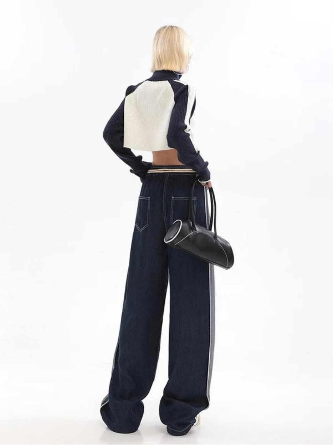 Rope High Waist Baggy Denim Pants