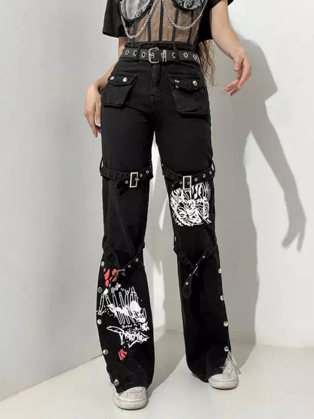 Gothic Leg Buckle Pants