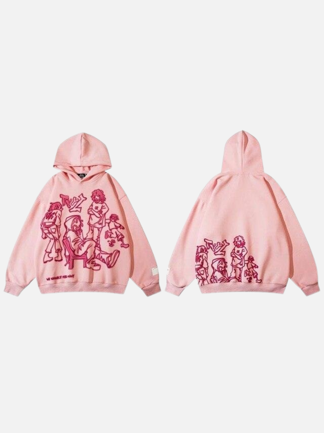 Pink Hooded Sweatshirt Harajuku