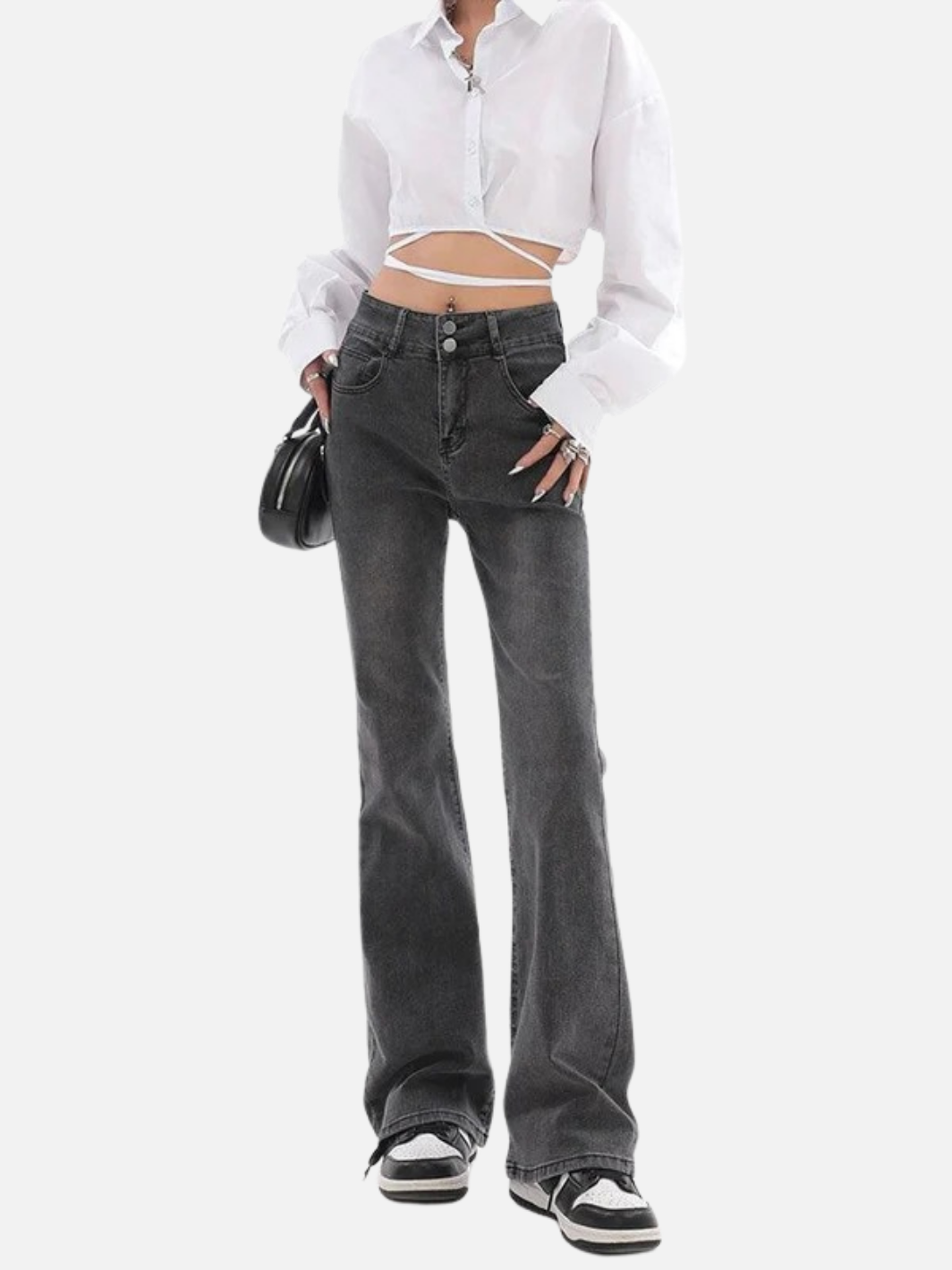 High Waist Flare Retro Denim Pants