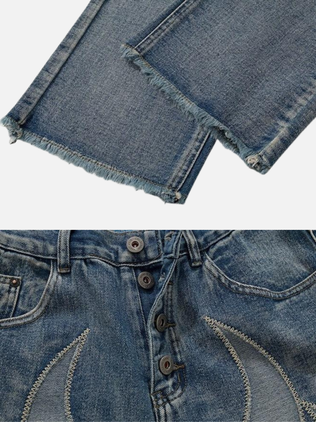 Flame Embroidery Denim Jeans