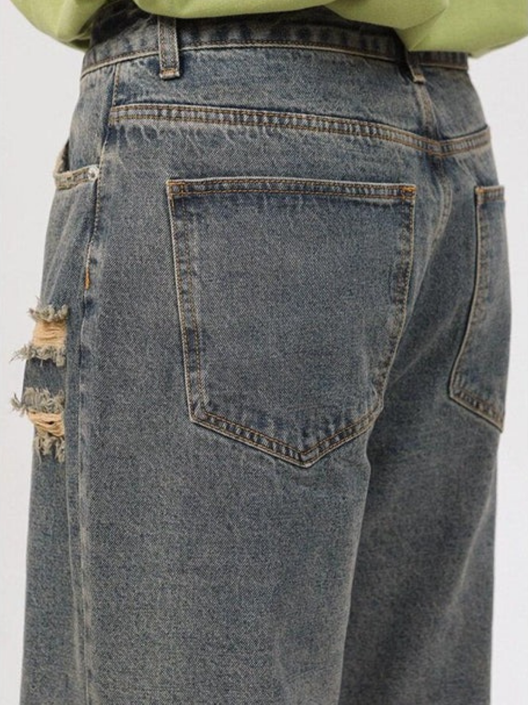 Retro Holes Jeans Denim Pants