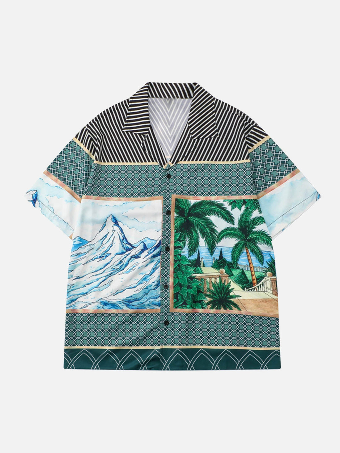 Mountain Coconut Grove Printed Hip-Hop Shirts Short Set