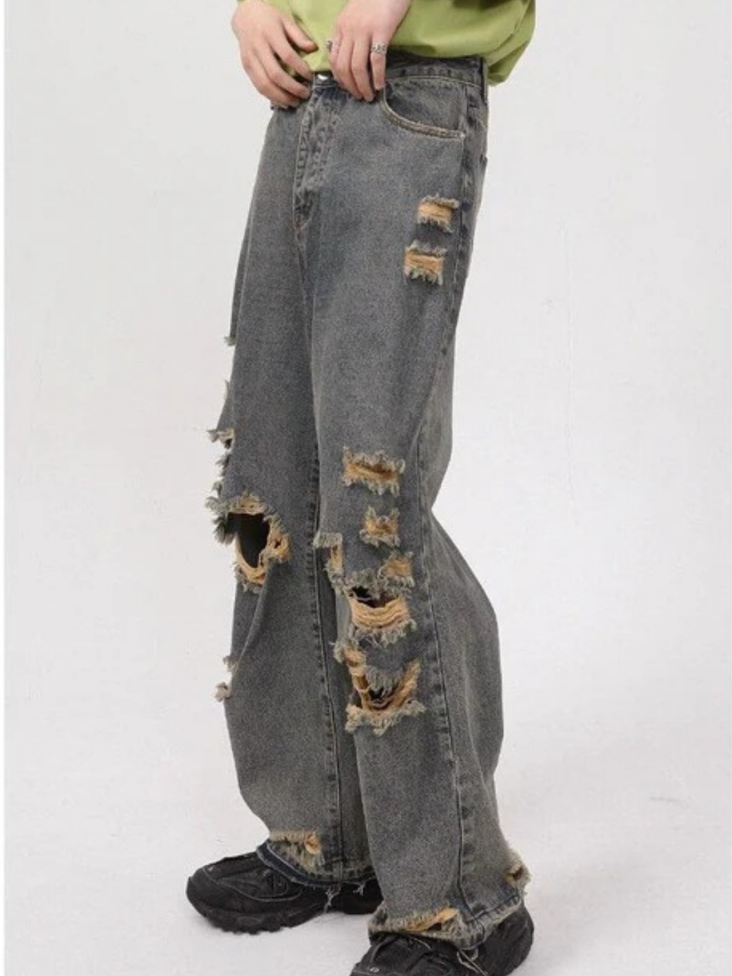 Retro Holes Jeans Denim Pants