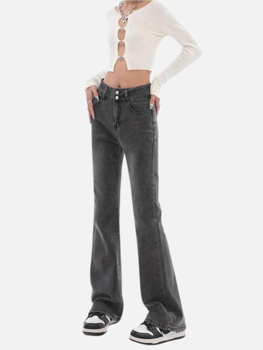 High Waist Flare Retro Denim Pants