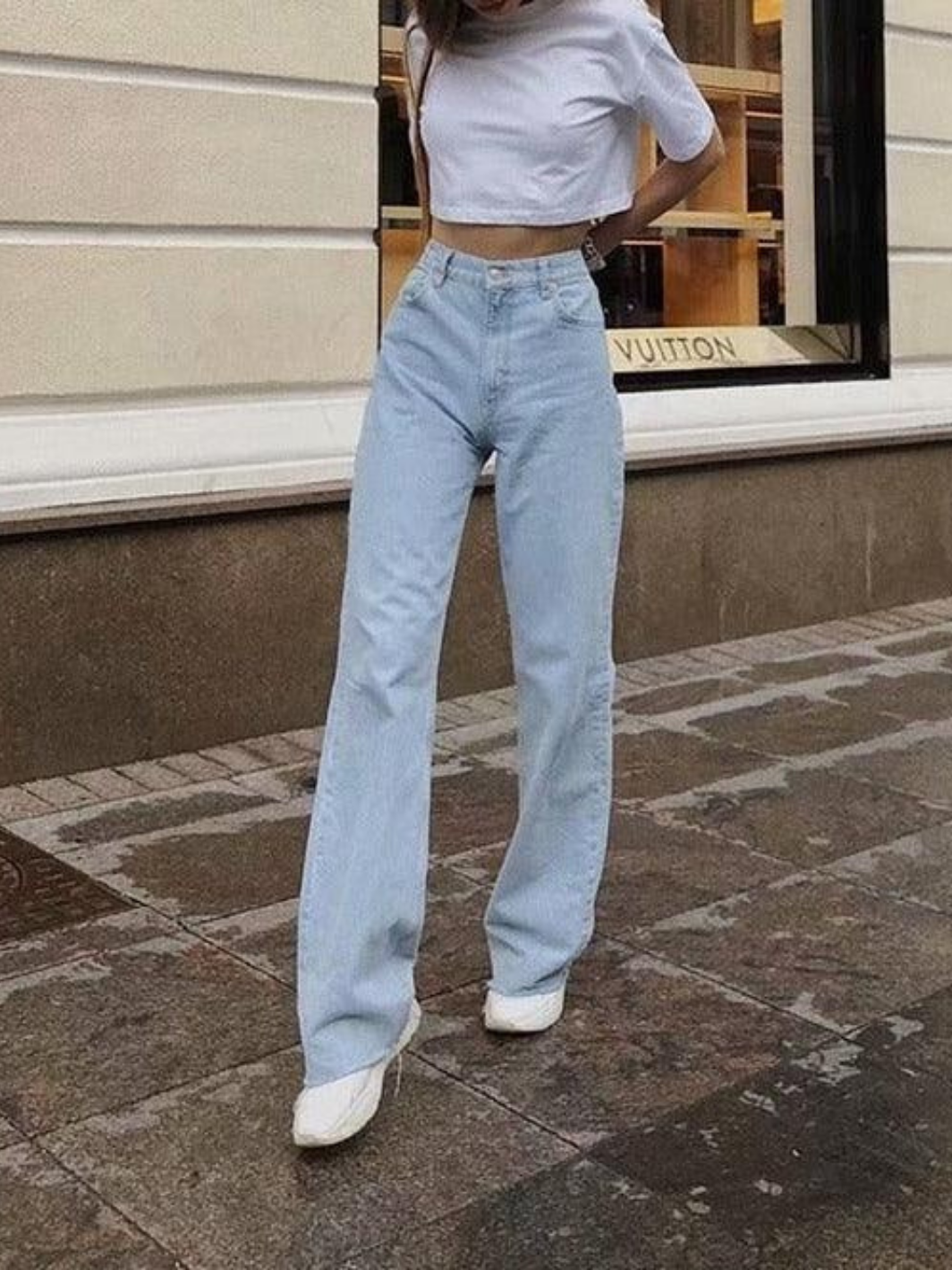Straight High Waist Women's Denim Pants
