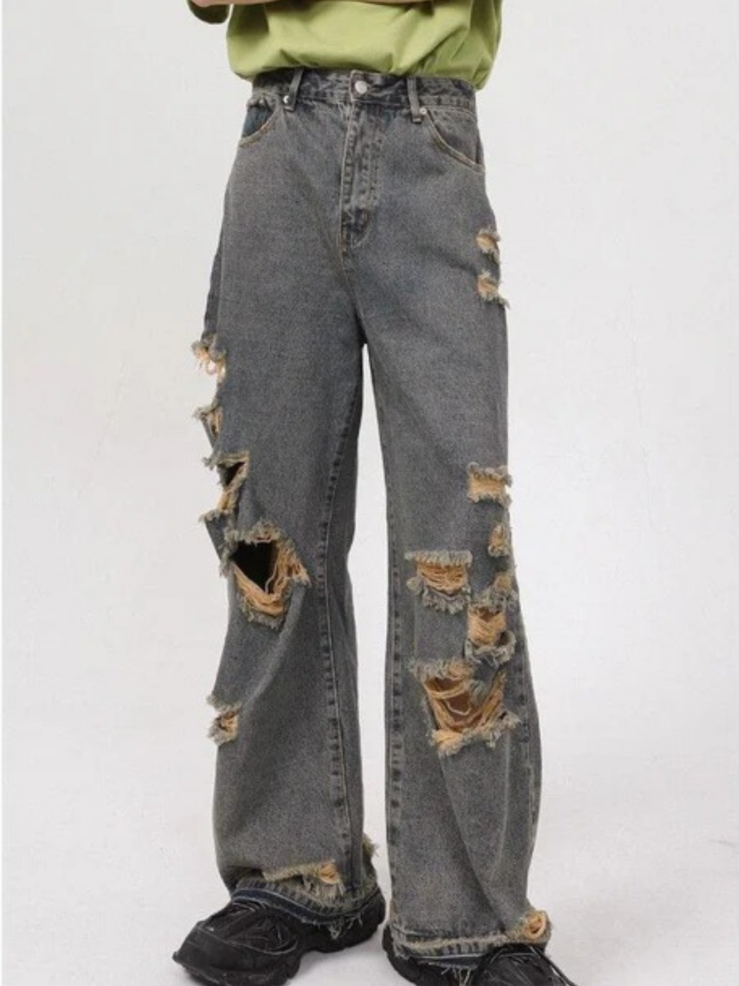 Retro Holes Jeans Denim Pants