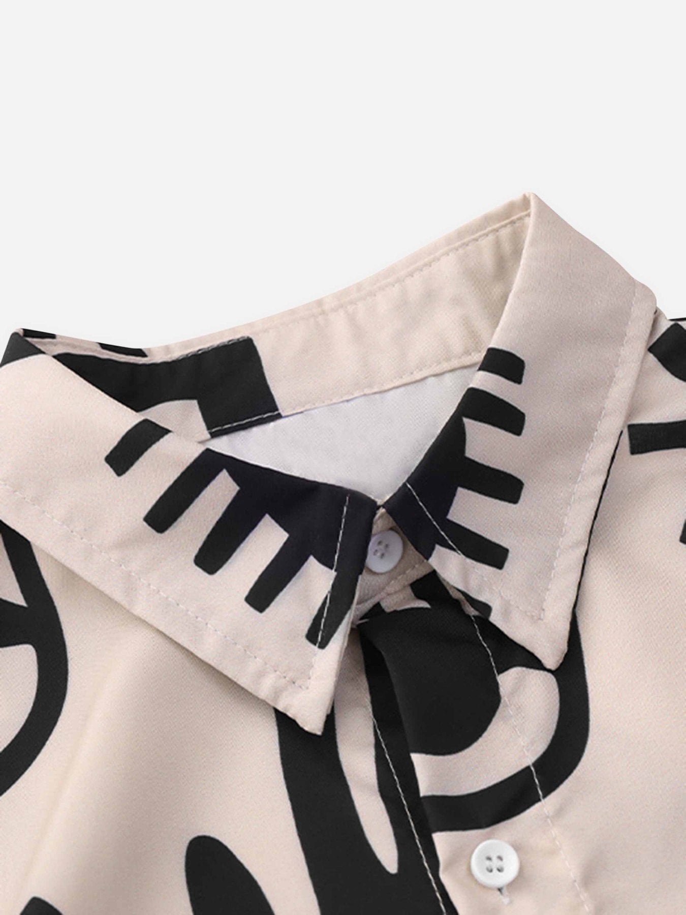 Vintage Full Print Lapel Short Sleeve Shirt